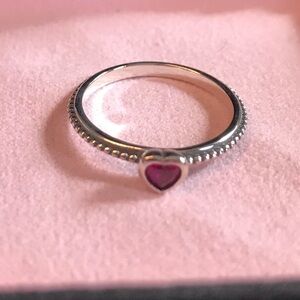Sterling Silver Heart Ring with Pink Accent, Pandora